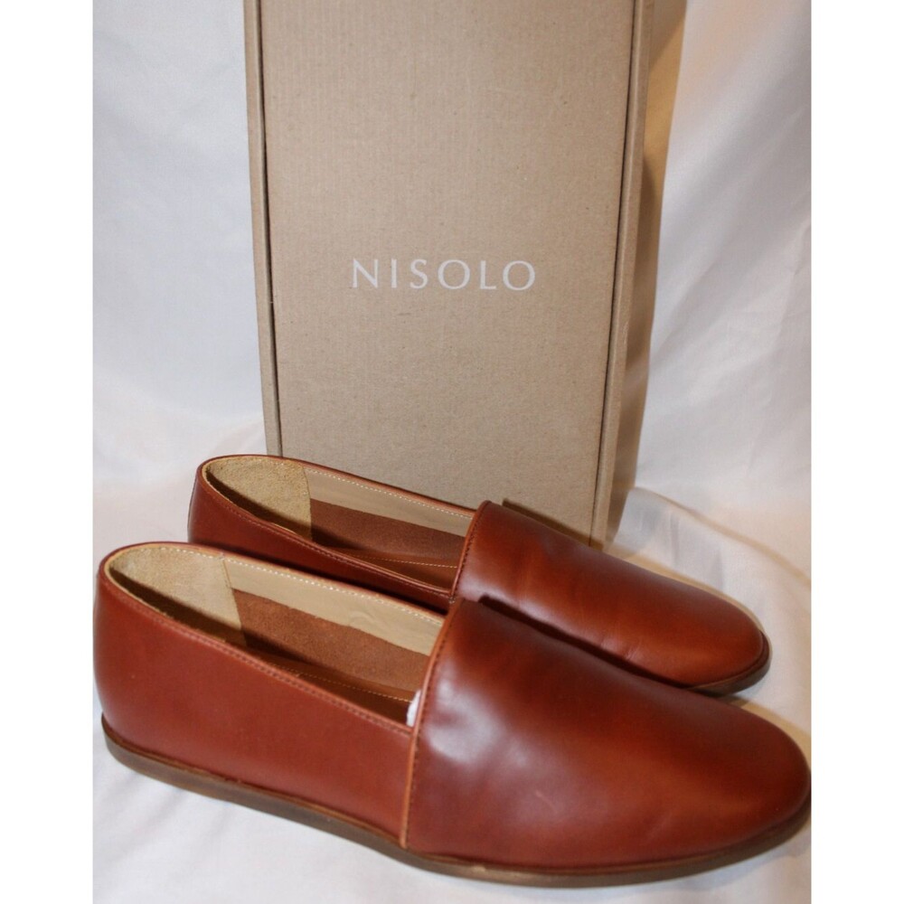 NISOLO MEN'S ALEJANDRO LEATHER SLIP ON SHOES BRANDY NEW $180‎